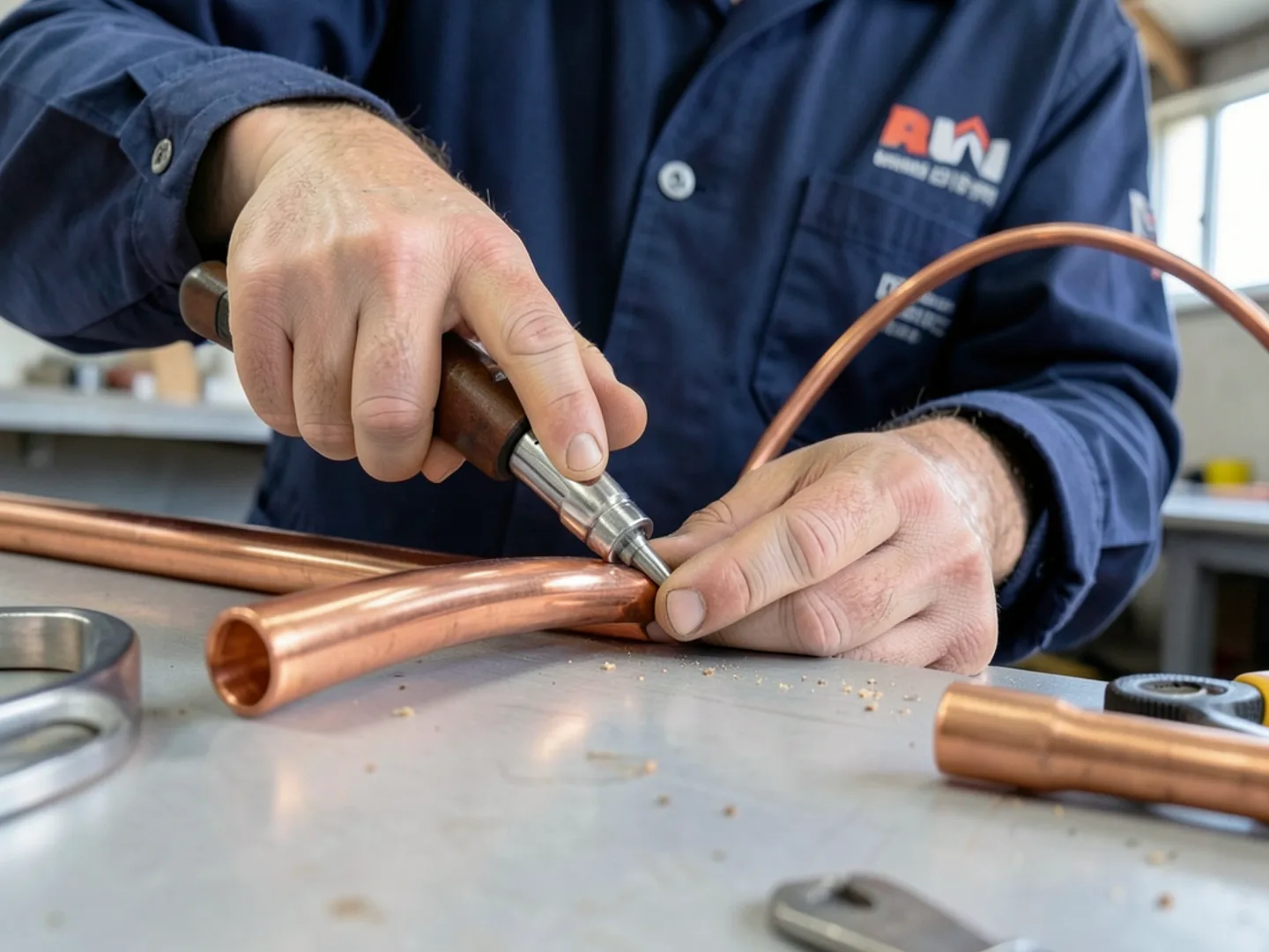 Technician precision flaring copper lineset with an eccentric cone tool