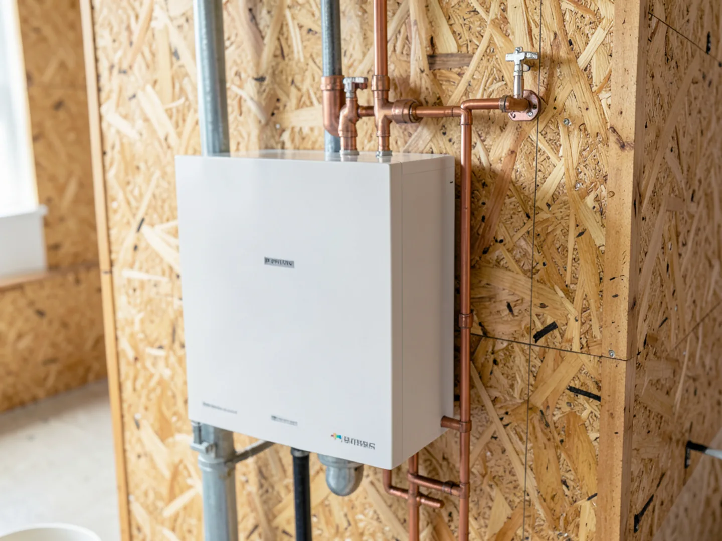 Compact wall-hung high-efficiency combi boiler with soldered copper manifold