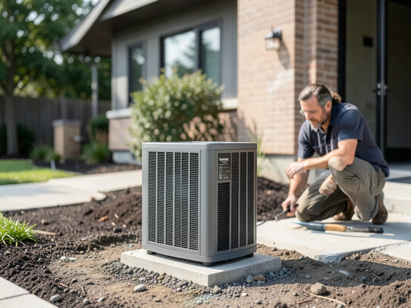 Compact modern heat pump operating quietly outside a Londonderry home